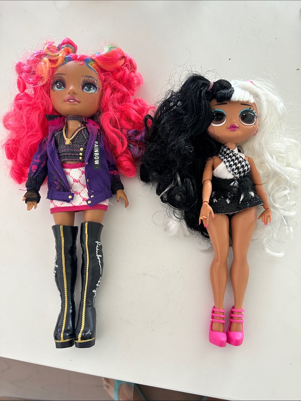 2 LOL Dolls Rainbow-Pink Curly Hair Fashion Doll with Black & White